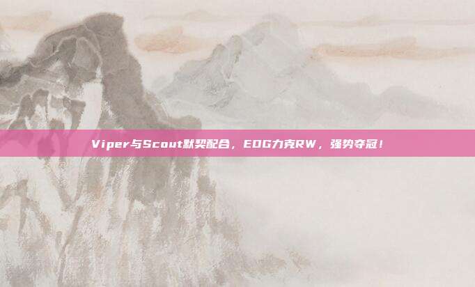 Viper与Scout默契配合，EDG力克RW，强势夺冠！